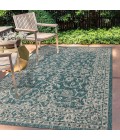 SANTA MONICA Area Rug Palazzo Vine and Border Textured Weave Teal/Gray 5 ft. x 8 ft. Indoor/Outdoor Area Rug
