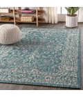 SANTA MONICA Area Rug Palazzo Vine and Border Textured Weave Teal/Gray 5 ft. x 8 ft. Indoor/Outdoor Area Rug