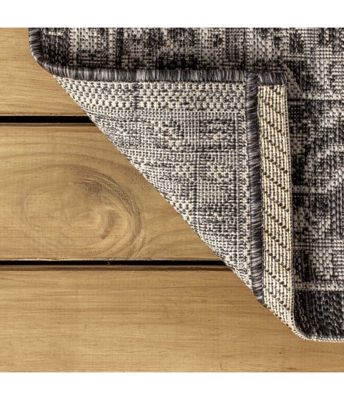 SANTA MONICA Area Rug Palazzo Vine and Border Textured Weave Black/Gray 4 ft. x 6 ft. Indoor/Outdoor Area Rug