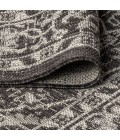 Palazzo Vine and Border Textured Weave Black/Gray 5' Round Indoor/Outdoor Area Rug