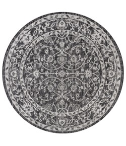 Jonathany Santa Monica SMB103C Black/Gray Area Rug 5 ft. 3 in. X 5 ft. 3 in. Round