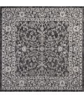 SANTA MONICA Area Rug Palazzo Vine and Border Textured Weave Black/Gray 5' Square Indoor/Outdoor Area Rug