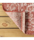 SANTA MONICA Area Rug Malta Bohemian Medallion Textured Weave Red/Taupe 5' Square Indoor/Outdoor Area Rug