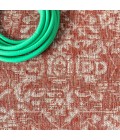 SANTA MONICA Area Rug Malta Bohemian Medallion Textured Weave Red/Taupe 5' Square Indoor/Outdoor Area Rug