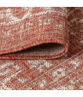 SANTA MONICA Area Rug Malta Bohemian Medallion Textured Weave Red/Taupe 5' Square Indoor/Outdoor Area Rug