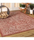 SANTA MONICA Area Rug Malta Bohemian Medallion Textured Weave Red/Taupe 4 ft. x 6 ft. Indoor/Outdoor Area Rug