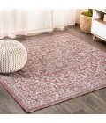 SANTA MONICA Area Rug Malta Bohemian Medallion Textured Weave Red/Taupe 5' Square Indoor/Outdoor Area Rug