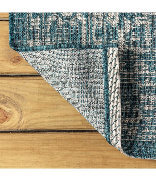 SANTA MONICA Area Rug Malta Bohemian Medallion Textured Weave Teal/Gray 3 ft. x 5 ft. Indoor/Outdoor Area Rug