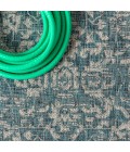 SANTA MONICA Area Rug Malta Bohemian Medallion Textured Weave Teal/Gray 3 ft. x 5 ft. Indoor/Outdoor Area Rug