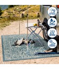 SANTA MONICA Area Rug Malta Bohemian Medallion Textured Weave Teal/Gray 2 ft. x 8 ft. Indoor/Outdoor Runner Rug