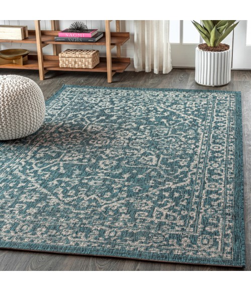 SANTA MONICA Area Rug Malta Bohemian Medallion Textured Weave Teal/Gray 3 ft. x 5 ft. Indoor/Outdoor Area Rug