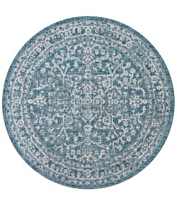 Jonathany Santa Monica SMB104B Teal/Gray Area Rug 5 ft. 3 in. X 5 ft. 3 in. Round
