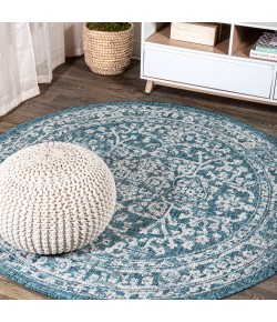 Jonathany Santa Monica SMB104B Teal/Gray Area Rug 5 ft. 3 in. X 5 ft. 3 in. Round
