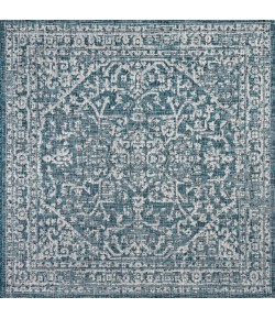 Jonathany Santa Monica SMB104B Teal/Gray Area Rug 5 ft. 3 in. X 5 ft. 3 in. Square