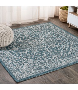 Jonathany Santa Monica SMB104B Teal/Gray Area Rug 5 ft. 3 in. X 5 ft. 3 in. Square