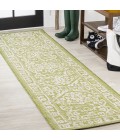 SANTA MONICA Area Rug Malta Bohemian Medallion Textured Weave Green/Cream 2 ft. x 10 ft. Indoor/Outdoor Runner Rug