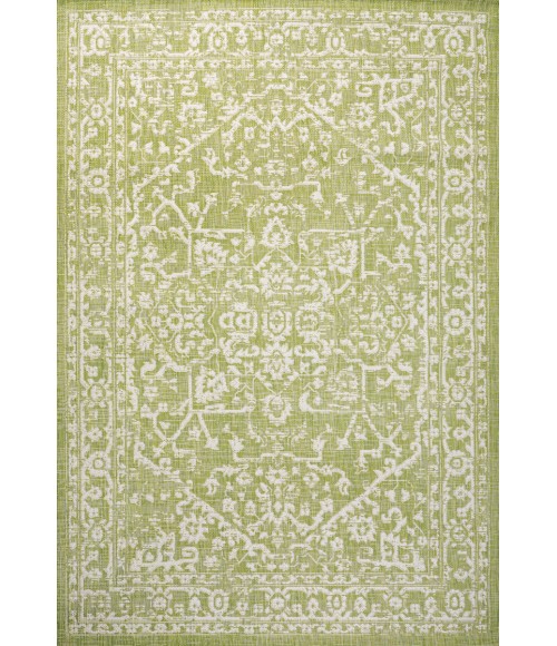 SANTA MONICA Area Rug Malta Bohemian Medallion Textured Weave Green/Cream 5 ft. x 8 ft. Indoor/Outdoor Area Rug
