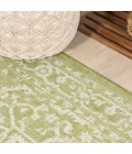 SANTA MONICA Area Rug Malta Bohemian Medallion Textured Weave Green/Cream 2 ft. x 10 ft. Indoor/Outdoor Runner Rug