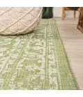SANTA MONICA Area Rug Malta Bohemian Medallion Textured Weave Green/Cream 2 ft. x 10 ft. Indoor/Outdoor Runner Rug