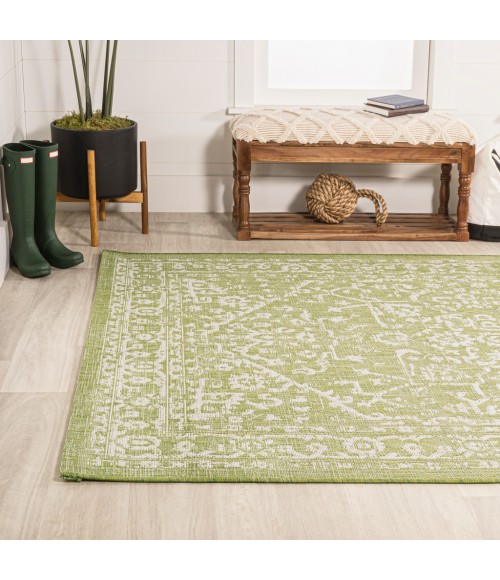 SANTA MONICA Area Rug Malta Bohemian Medallion Textured Weave Green/Cream 5 ft. x 8 ft. Indoor/Outdoor Area Rug
