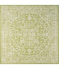 SANTA MONICA Area Rug Malta Bohemian Medallion Textured Weave Green/Cream 5' Square Indoor/Outdoor Area Rug