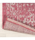 SANTA MONICA Area Rug Malta Bohemian Medallion Textured Weave Fuchsia/Light Gray 5' Square Indoor/Outdoor Area Rug