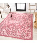SANTA MONICA Area Rug Malta Bohemian Medallion Textured Weave Fuchsia/Light Gray 9 ft. x 12 ft. Indoor/Outdoor Area Rug