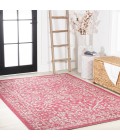 SANTA MONICA Area Rug Malta Bohemian Medallion Textured Weave Fuchsia/Light Gray 9 ft. x 12 ft. Indoor/Outdoor Area Rug