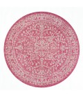 SANTA MONICA Area Rug Malta Bohemian Medallion Textured Weave Fuchsia/Light Gray 5' Round Indoor/Outdoor Area Rug