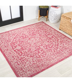 Jonathany Santa Monica SMB104E Fuchsia/Light Gray Area Rug 5 ft. 3 in. X 5 ft. 3 in. Square