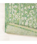SANTA MONICA Area Rug Malta Bohemian Medallion Textured Weave Cream/Green 5' Round Indoor/Outdoor Area Rug