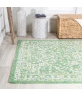 Malta Bohemian Medallion Textured Weave Cream/Green 9 ft. x 12 ft. Indoor/Outdoor Area Rug