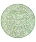 SANTA MONICA Area Rug Malta Bohemian Medallion Textured Weave Cream/Green 5' Round Indoor/Outdoor Area Rug