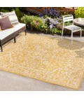 SANTA MONICA Area Rug Malta Bohemian Medallion Textured Weave Yellow/Cream 5 ft. x 8 ft. Indoor/Outdoor Area Rug