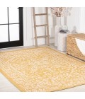 SANTA MONICA Area Rug Malta Bohemian Medallion Textured Weave Yellow/Cream 5 ft. x 8 ft. Indoor/Outdoor Area Rug