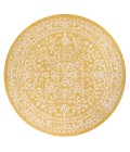 Malta Bohemian Medallion Textured Weave Yellow/Cream 5' Round Indoor/Outdoor Area Rug
