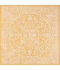 SANTA MONICA Area Rug Malta Bohemian Medallion Textured Weave Yellow/Cream 5' Square Indoor/Outdoor Area Rug