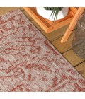 Estrella Bohemian Medallion Textured Weave Red/Taupe 5' Square Indoor/Outdoor Area Rug