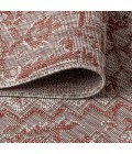 Estrella Bohemian Medallion Textured Weave Red/Taupe 5' Square Indoor/Outdoor Area Rug