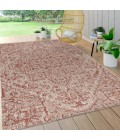 SANTA MONICA Area Rug Estrella Bohemian Medallion Textured Weave Red/Taupe 4 ft. x 6 ft. Indoor/Outdoor Area Rug