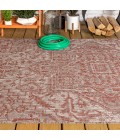 SANTA MONICA Area Rug Estrella Bohemian Medallion Textured Weave Red/Taupe 4 ft. x 6 ft. Indoor/Outdoor Area Rug