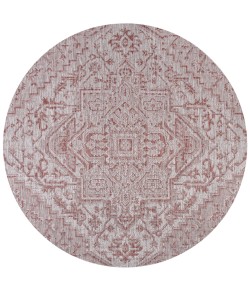 Jonathany Santa Monica SMB105A Red/Taupe Area Rug 5 ft. 3 in. X 5 ft. 3 in. Round