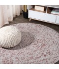 SANTA MONICA Area Rug Estrella Bohemian Medallion Textured Weave Red/Taupe 5' Round Indoor/Outdoor Area Rug