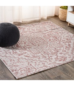 Jonathany Santa Monica SMB105A Red/Taupe Area Rug 5 ft. 3 in. X 5 ft. 3 in. Square