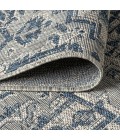 SANTA MONICA Area Rug Estrella Bohemian Medallion Textured Weave Navy/Gray 5' Round Indoor/Outdoor Area Rug
