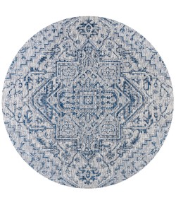 Jonathany Santa Monica SMB105B Navy/Gray Area Rug 5 ft. 3 in. X 5 ft. 3 in. Round