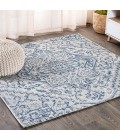 SANTA MONICA Area Rug Estrella Bohemian Medallion Textured Weave Navy/Gray 5' Square Indoor/Outdoor Area Rug