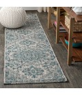 Estrella Bohemian Medallion Textured Weave Teal/Gray 2 ft. x 10 ft. Indoor/Outdoor Runner Rug