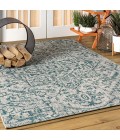 SANTA MONICA Area Rug Estrella Bohemian Medallion Textured Weave Teal/Gray 9 ft. x 12 ft. Indoor/Outdoor Area Rug