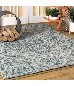 Jonathany Santa Monica SMB105C Teal/Gray Area Rug 9 ft. X 12 ft. Rectangle